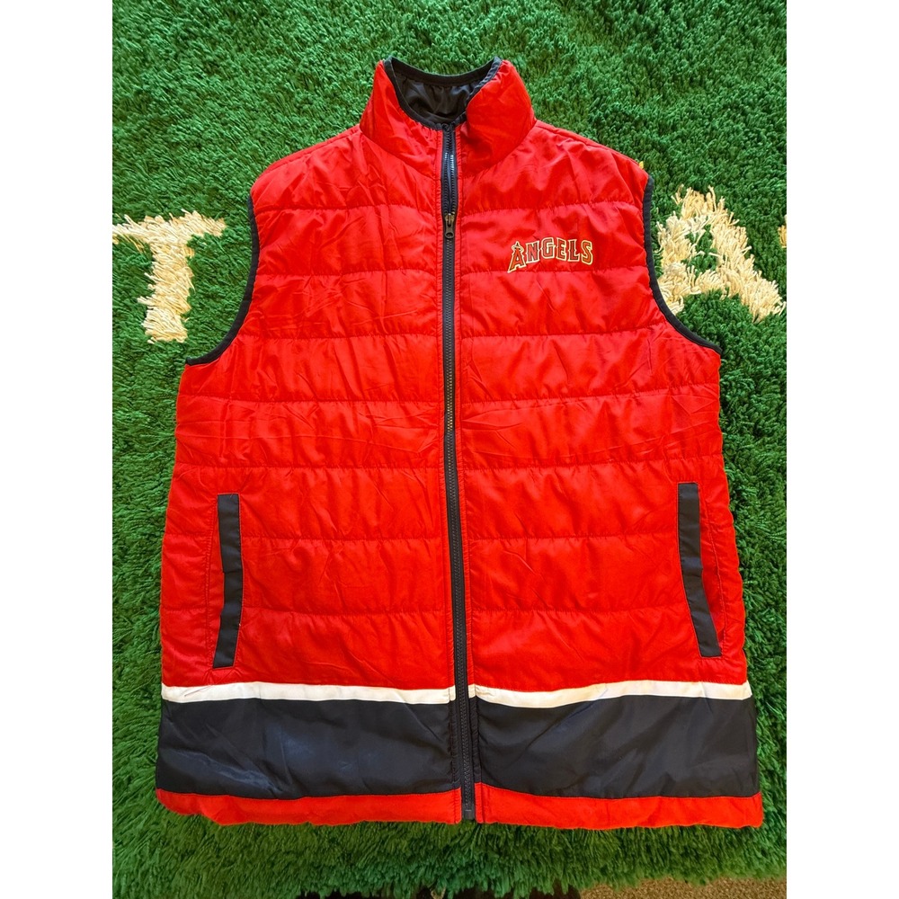 Nitto MLB Los Angeles Angels Puffer‎ Vest Mens XL Red Excellent Quilted Zip Up